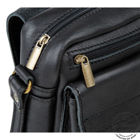 Кожаная сумка через плечо "Шерлок" (черная)